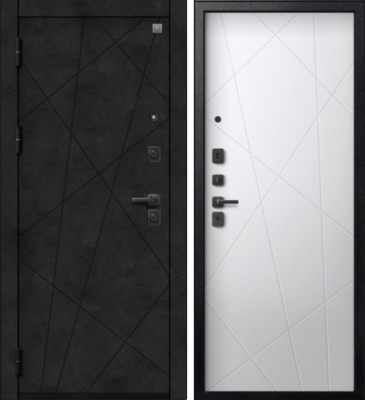 Дверь V-16 Черный муар + Бетон темный - Кашемир белый