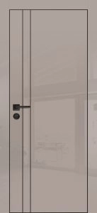 Межкомнатная дверь HGX-20 черная кромка с 4-х ст. Латте глянец