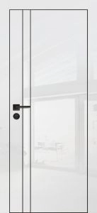 Межкомнатная дверь HGX-20 черная кромка с 4-х ст. Белый глянец